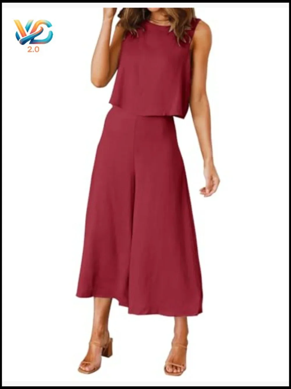 2 Piece Outfits Crop Top Wide Leg Pants Set Jumpsuit Summer Casual - Picture 2 of 6